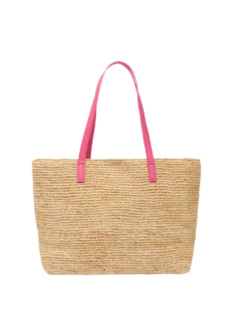 Rafia City Mid Bag beige con logo Saint Barth ricamato MC2 SAINT BARTH | RAFFIA CITY MID1177